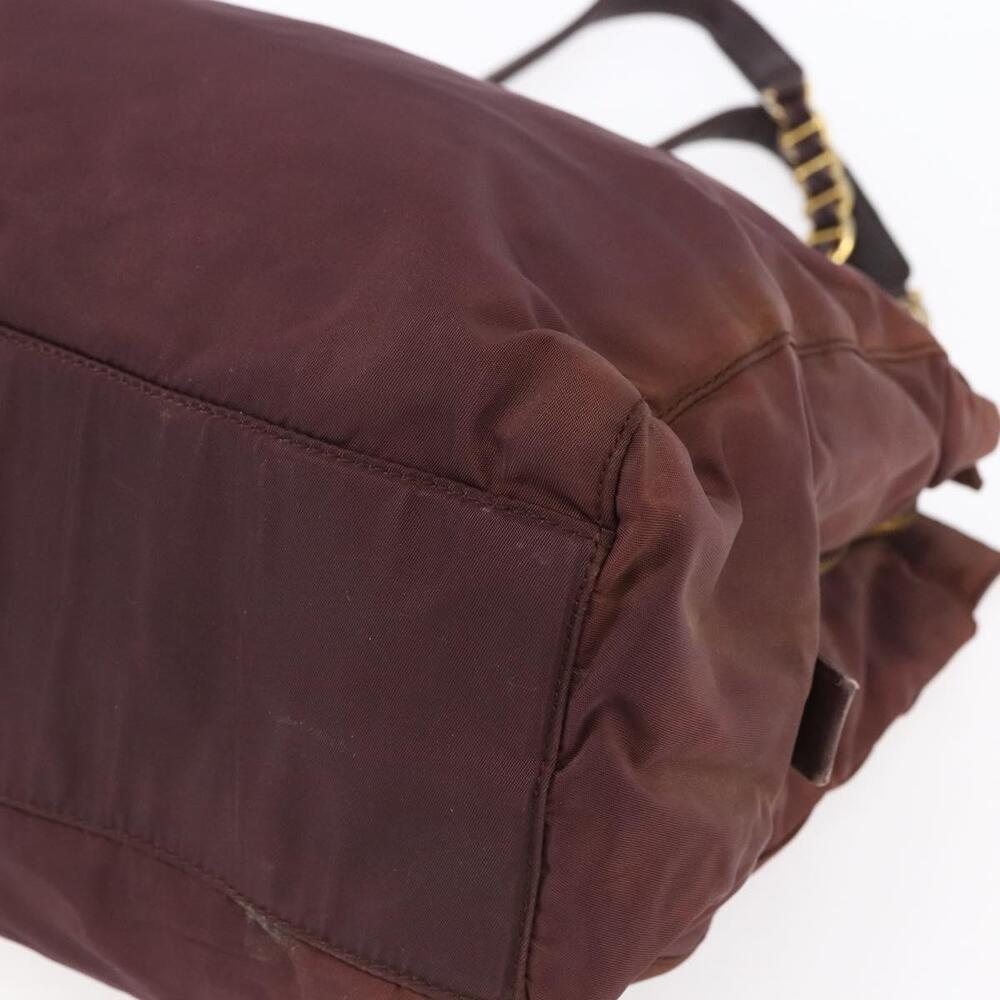 PRADA Chain Tote Bag Nylon Bordeaux Gold Auth ar13821 - Picture 9 of 16